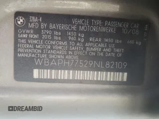 2009 BMW 3 Series 328i with VIN WBAPH77529NL82109, listed as a Copart auction lot 42810995 with 0 mi miles and Salvage Title. Bid and sale history available at carsss.com. Image 12.
