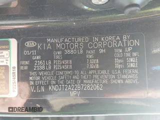 2011 Kia Soul + with VIN KNDJT2A22B7282062, listed as a IAAI auction lot 42035564 with 201,870 mi miles. Bid and sale history available at carsss.com. Image 9.
