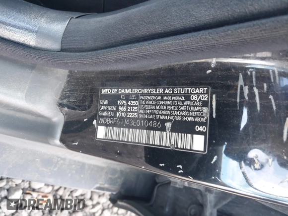 2003 Mercedes-Benz C 240 z VIN WDBRF61J43E010486, wystawiony jako IAAI lot #42051173 z przebiegiem Nie podano mil oraz . Historia ofert i sprzedaży dostępna na DreamBid. Obrazek 9.