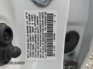 2016 Honda Civic EX with VIN 19XFC2F74GE213259, listed as a Copart auction lot 78441554 with Not Provided miles and Salvage Title. Bid and sale history available at DreamBid. Image 12.