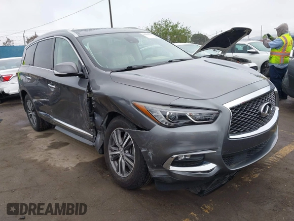 2019 Infiniti QX60 Luxe with VIN 5N1DL0MN9KC569666, listed as a IAAI auction lot 41904215 with 44,410 mi miles and . Bid and sale history available at DreamBid. Image 1.