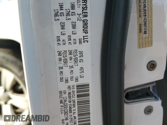 2012 Jeep Compass Latitude with VIN 1C4NJDEB1CD621748, listed as a Copart auction lot 80527374 with 0 mi miles and Salvage Title. Bid and sale history available at carsss.com. Image 13.