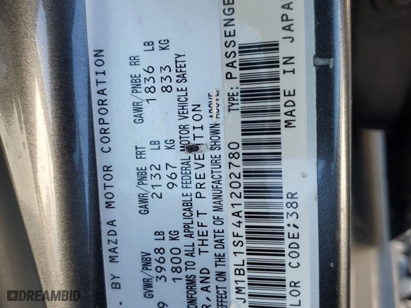 2010 Mazda Mazda3 i Sport with VIN JM1BL1SF4A1202780, listed as a Copart auction lot 88940135 with 138,293 mi miles and Salvage Title. Bid and sale history available at carsss.com. Image 12.
