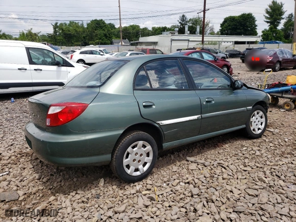 2002 Kia Rio with VIN KNADC123726158130, listed as a Copart auction lot 59104584 with 60,553 mi miles and Salvage Title. Bid and sale history available at carsss.com. Image 3.