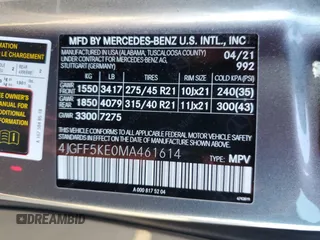 2021 Mercedes-Benz GLS 450 with VIN 4JGFF5KE0MA461614, listed as a Copart auction lot 39864104 with 34,534 mi miles and . Bid and sale history available at DreamBid. Image 13.
