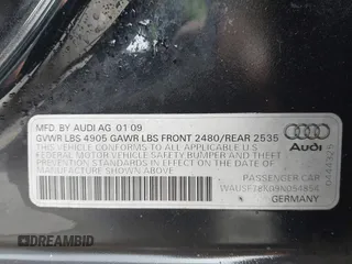 2009 Audi A4 2.0T Prem Plus with VIN WAUSF78K09N054854, listed as a IAAI auction lot 41594015 with 127,884 mi miles. Bid and sale history available at carsss.com. Image 9.