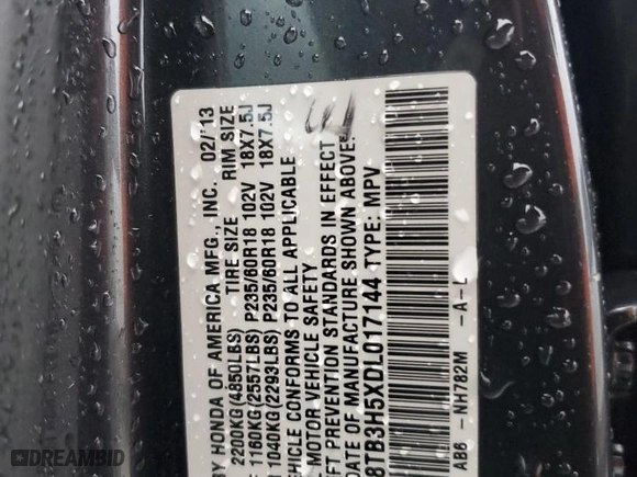 2013 Acura RDX Tech Pkg with VIN 5J8TB3H5XDL017144, listed as a Copart auction lot 44949615 with 126,890 mi miles and Salvage Title. Bid and sale history available at carsss.com. Image 13.