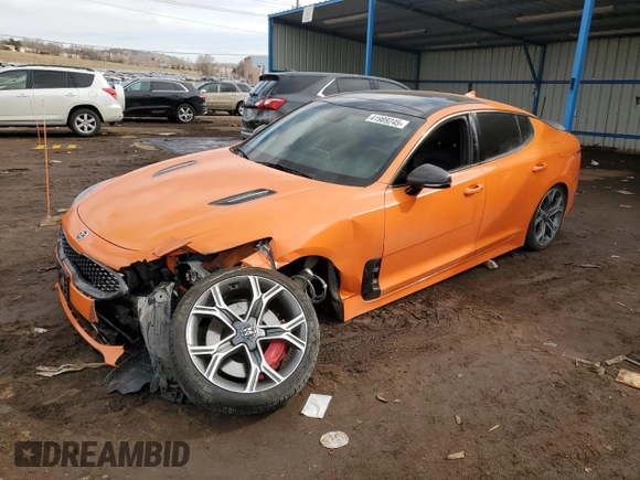 2019 Kia Stinger GT with VIN KNAE35LC7K6070057, listed as a Copart auction lot 41989245 with 43,703 mi miles and Clean Title. Bid and sale history available at DreamBid. Image 1.