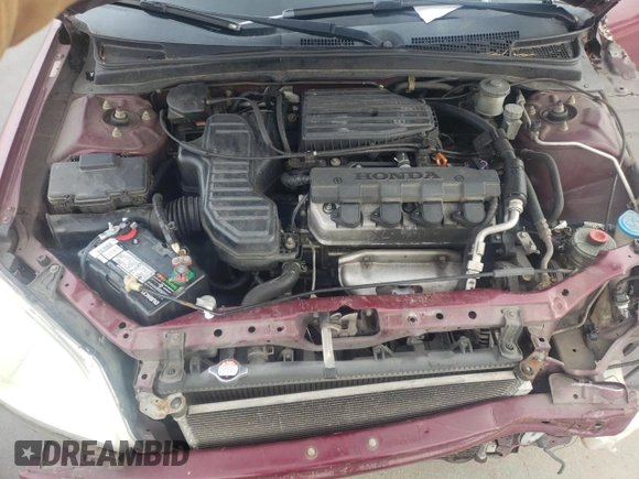 2002 Honda Civic LX with VIN 2HGES15502H558280, listed as a Copart auction lot 43611285 with 164,284 mi miles and Salvage Title. Bid and sale history available at DreamBid. Image 12.