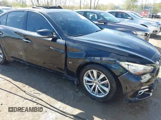 2015 Infiniti Q50 Premium with VIN JN1BV7AR2FM396677, listed as a IAAI auction lot 42017514 with 98,967 mi miles. Bid and sale history available at carsss.com. Image 6.
