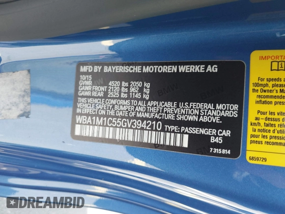 2016 BMW 2 Series M235i with VIN WBA1M1C55GV394210, listed as a IAAI auction lot 42487713 with 82,592 mi miles and . Bid and sale history available at DreamBid. Image 9.