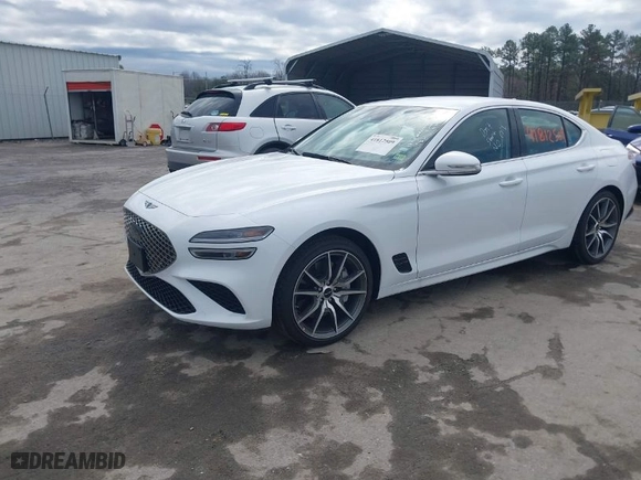 2025 Genesis G70 2.5T with VIN KMTG34SC5SU153586, listed as a IAAI auction lot 41812509 with 7,542 mi miles. Bid and sale history available at carsss.com. Image 2.