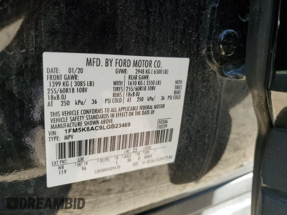 2020 Ford Explorer z VIN 1FM5K8AC9LGB23469, wystawiony jako Copart lot #77095994 z przebiegiem 60 870 mil mil oraz Szkoda całkowita • Salvage title. Historia ofert i sprzedaży dostępna na DreamBid. Obrazek 13.