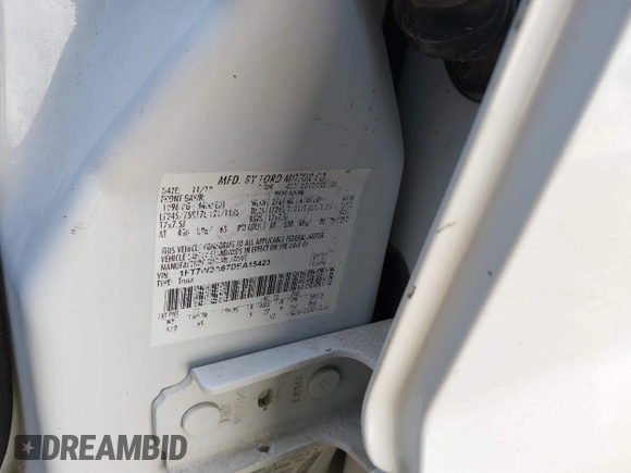 2013 Ford F-250 XL with VIN 1FT7W2A67DEA15423, listed as a IAAI auction lot 42647219 with 225,469 mi miles and . Bid and sale history available at DreamBid. Image 9.