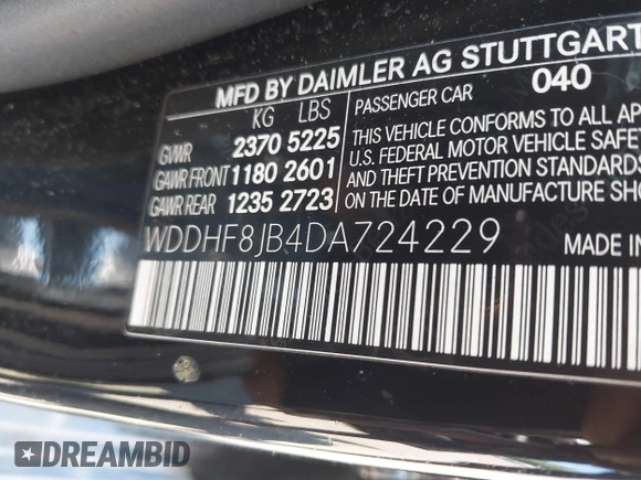 2013 Mercedes-Benz E 350 Luxury with VIN WDDHF8JB4DA724229, listed as a IAAI auction lot 42419459 with 108,619 mi miles and . Bid and sale history available at DreamBid. Image 9.