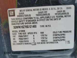 2006 Chevrolet Suburban Z71 with VIN 3GNFK16Z76G121460, listed as a Copart auction lot 42375575 with 0 mi miles and Clean Title. Bid and sale history available at carsss.com. Image 15.