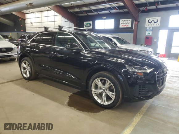 2021 Audi Q8 Premium Plus with VIN WA1BVAF15MD035173, listed as a Copart auction lot 42210225 with 55,389 mi miles and Clean Title. Bid and sale history available at carsss.com. Image 4.