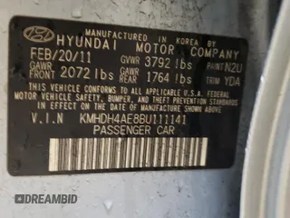 2011 Hyundai Elantra GLS с VIN KMHDH4AE8BU111141, выставлен на аукционе Copart как лот 57908075 с пробегом 166 907 миль миль и Чистый • Clean title. История ставок и продаж доступна на DreamBid. Изображение 12.