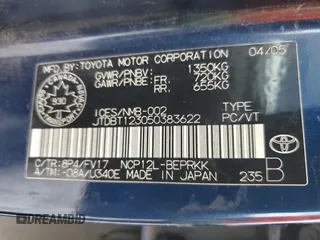 2005 Toyota ECHO with VIN JTDBT123050383622, listed as a Copart auction lot 82329454 with 401,377 mi miles and Salvage Title. Bid and sale history available at carsss.com. Image 12.