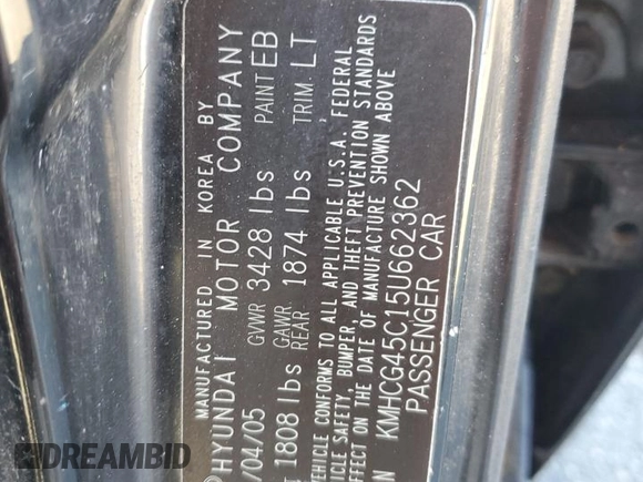2005 Hyundai Accent GLS z VIN KMHCG45C15U662362, wystawiony jako Copart lot #80574774 z przebiegiem 122 898 mil mil oraz Szkoda całkowita • Salvage title. Historia ofert i sprzedaży dostępna na DreamBid. Obrazek 14.