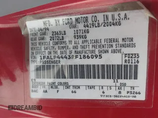 1994 Ford Mustang с VIN 1FALP4443RF186095, выставлен на аукционе IAAI как лот 42490955 с пробегом 124 482 миль миль и . История ставок и продаж доступна на DreamBid. Изображение 9.