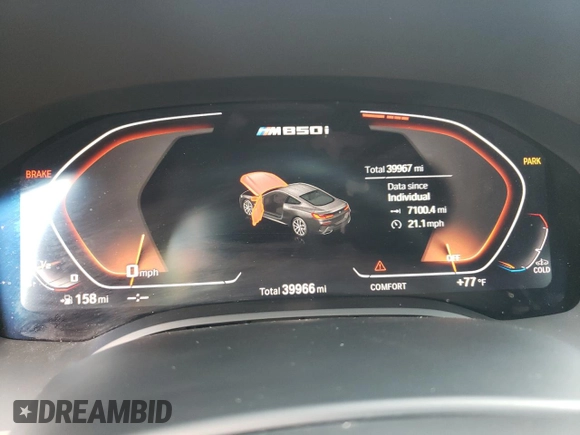 2019 BMW 8 Series M850i xDrive with VIN WBABC4C51KBU96543, listed as a Copart auction lot 61284654 with 39,966 mi miles and Salvage Title. Bid and sale history available at carsss.com. Image 9.