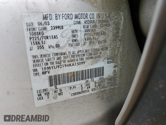 2004 Ford Escape XLS with VIN 1FMYU92194KA15099, listed as a Copart auction lot 47258535 with 147,409 mi miles and Clean Title. Bid and sale history available at DreamBid. Image 13.