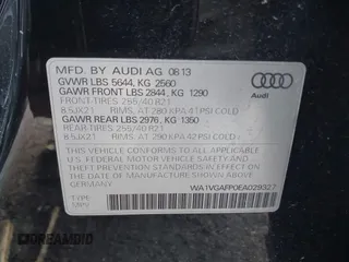 2014 Audi SQ5 Prestige with VIN WA1VGAFP0EA029327, listed as a IAAI auction lot 41195533 with 65,040 mi miles. Bid and sale history available at carsss.com. Image 9.