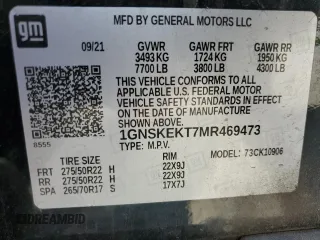 2021 Chevrolet Suburban RST with VIN 1GNSKEKT7MR469473, listed as a Copart auction lot 67479964 with 59,192 mi miles and Salvage Title. Bid and sale history available at carsss.com. Image 14.