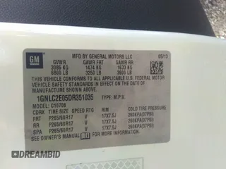 2013 Chevrolet Tahoe Commercial with VIN 1GNLC2E05DR351035, listed as a IAAI auction lot 42641974 with 265,608 mi miles and . Bid and sale history available at DreamBid. Image 9.