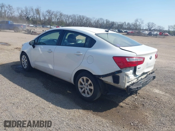 2014 Kia Rio LX with VIN KNADM4A37E6332282, listed as a IAAI auction lot 42050166 with 159,116 mi miles. Bid and sale history available at carsss.com. Image 3.