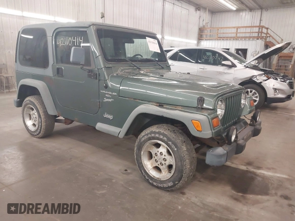 1999 Jeep Wrangler Sport with VIN 1J4FY19S0XP496555, listed as a IAAI auction lot 42110414 with 125,500 mi miles. Bid and sale history available at carsss.com. Image 1.