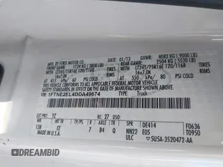 2013 Ford Econoline Cargo Commercial with VIN 1FTNE2EL4DDA49674, listed as a IAAI auction lot 42660306 with 143,036 mi miles and . Bid and sale history available at DreamBid. Image 9.