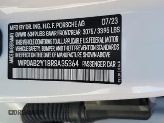 2024 Porsche Taycan 4S with VIN WP0AB2Y18RSA35364, listed as a Copart auction lot 73881604 with 1,538 mi miles and Non repairable. Bid and sale history available at DreamBid. Image 13.