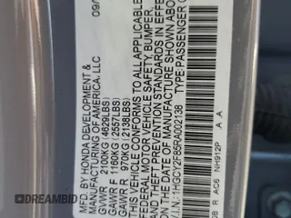 2024 Honda Accord Touring with VIN 1HGCY2F85RA002138, listed as a Copart auction lot 62547155 with Not provided miles and Salvage title. Bid and sale history available at DreamBid. Image 12.