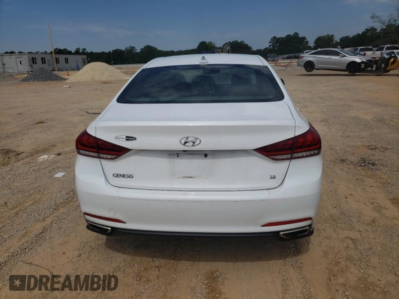 2015 Hyundai Genesis 3.8L with VIN KMHGN4JE4FU074665, listed as a Copart auction lot 57383014 with 120,469 mi miles and Salvage Title. Bid and sale history available at carsss.com. Image 6.