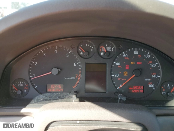 2001 Audi A4 with VIN WAUDC68DX1A105981, listed as a Copart auction lot 65834454 with 120,470 mi miles and Salvage Title. Bid and sale history available at carsss.com. Image 9.