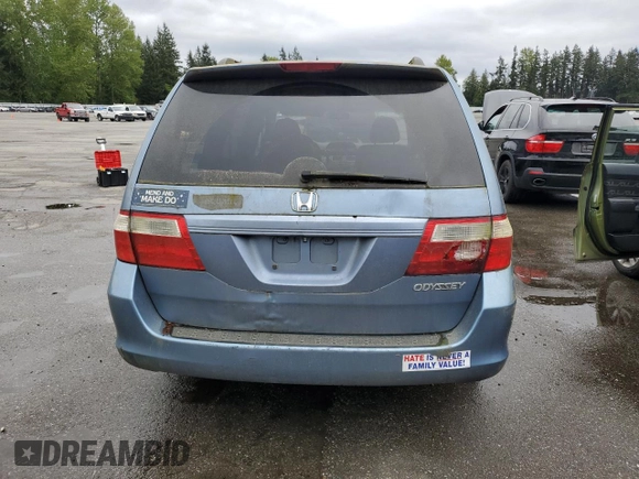 2005 Honda Odyssey EX-L with VIN 5FNRL38705B030402, listed as a Copart auction lot 54888425 with 196,215 mi miles and Clean title. Bid and sale history available at DreamBid. Image 6.