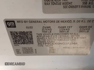 2022 GMC Sierra 1500 Limited Elevation with VIN 3GTP9CEK0NG171964, listed as a IAAI auction lot 41599004 with 41,320 mi miles. Bid and sale history available at carsss.com. Image 9.