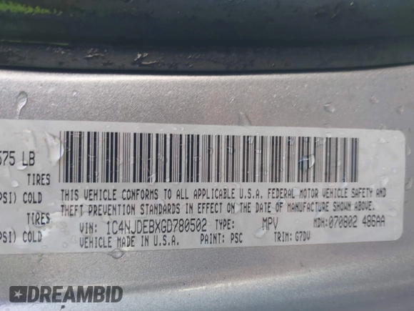 2016 Jeep Compass High Altitude Edition with VIN 1C4NJDEBXGD780502, listed as a IAAI auction lot 41478069 with 160,200 mi miles. Bid and sale history available at carsss.com. Image 9.