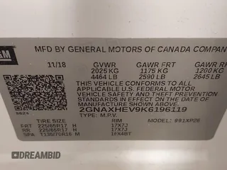 2019 Chevrolet Equinox LS with VIN 2GNAXHEV9K6196119, listed as a IAAI auction lot 41238157 with 83,412 mi miles and . Bid and sale history available at DreamBid. Image 9.