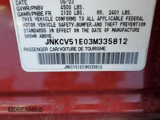 2003 Infiniti G35 w/Leather with VIN JNKCV51E03M335812, listed as a Copart auction lot 49454515 with Not Provided miles and Salvage Title. Bid and sale history available at carsss.com. Image 13.