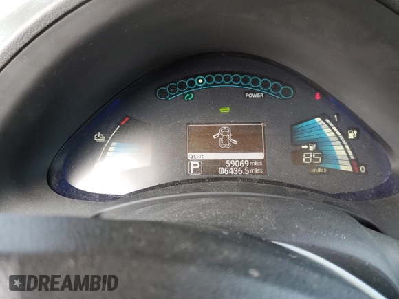 2015 Nissan LEAF SV with VIN 1N4AZ0CP6FC323839, listed as a Copart auction lot 62478103 with 59,069 mi miles. Bid and sale history available at carsss.com. Image 9.