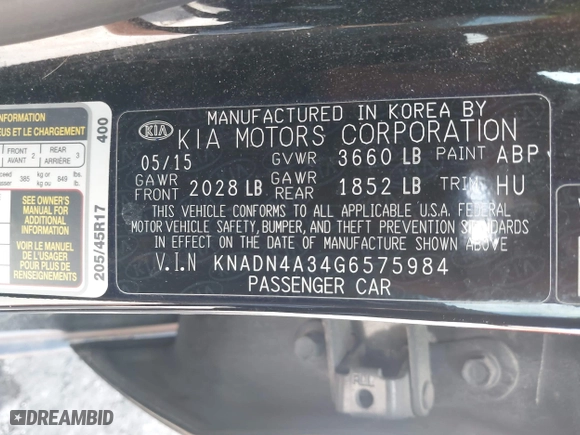 2016 Kia Rio EX with VIN KNADN4A34G6575984, listed as a IAAI auction lot 42133630 with 126,704 mi miles. Bid and sale history available at carsss.com. Image 9.