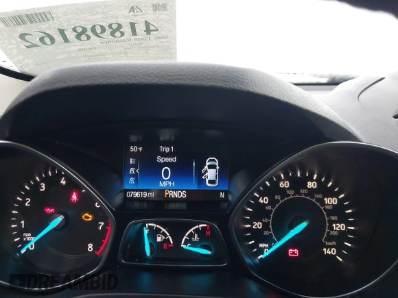 2017 Ford Escape SE with VIN 1FMCU0G97HUE53859, listed as a IAAI auction lot 41898162 with 79,619 mi miles. Bid and sale history available at carsss.com. Image 7.