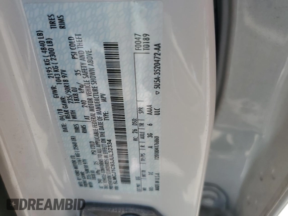 2018 Lincoln MKC Premiere with VIN 5LMCJ1C93JUL32334, listed as a Copart auction lot 51333715 with Not Provided miles and Salvage Title. Bid and sale history available at DreamBid. Image 13.