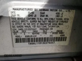 2003 Nissan Altima S with VIN 1N4AL11D13C274447, listed as a Copart auction lot 51464645 with 142,179 mi miles and Salvage Title. Bid and sale history available at carsss.com. Image 12.