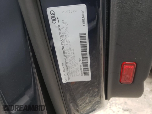 2019 Audi A6 Premium Plus with VIN WAUE8AF20KN121787, listed as a Copart auction lot 62652872 with 37,734 mi miles. Bid and sale history available at carsss.com. Image 10.