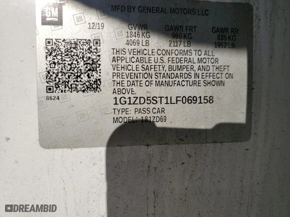 2020 Chevrolet Malibu LT with VIN 1G1ZD5ST1LF069158, listed as a Copart auction lot 44736035 with 181,982 mi miles and Salvage Title. Bid and sale history available at carsss.com. Image 14.