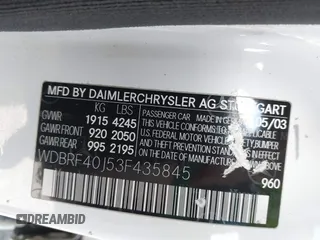 2003 Mercedes-Benz C 230 Kompressor with VIN WDBRF40J53F435845, listed as a IAAI auction lot 41393820 with 183,509 mi miles and . Bid and sale history available at DreamBid. Image 9.